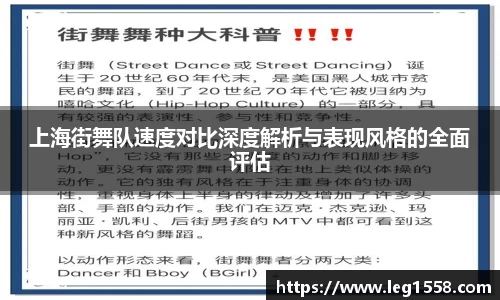 上海街舞队速度对比深度解析与表现风格的全面评估